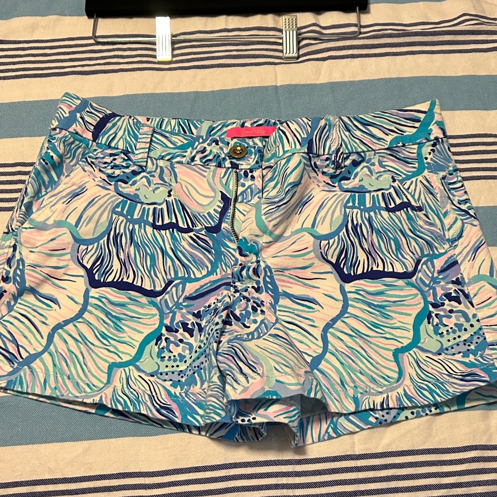 Lilly Pulitzer Blue and White High Waist Shorts